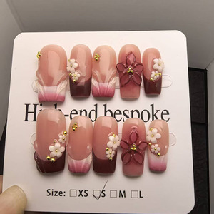 <span class=keywords><strong>Uñas</strong></span> Postizas Francesas al por Mayor, 10 Piezas de <span class=keywords><strong>Uñas</strong></span> <span class=keywords><strong>Acrílicas</strong></span> Hechas a Mano de Alta Calidad, <span class=keywords><strong>Precio</strong></span> de Fábrica - Product Image 1