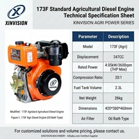 173F Dieselmotor 5PS 247ccm Luftgekühlt Direkteinspritzung Motorhacke Motor Niedriger Kraftstoffverbrauch für Kleine Farmen und Gärten