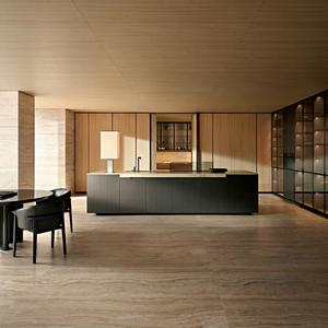 Mueble de Cocina Moderno de Roble con Puerta de Vidrio y Acabado Mate para Diseño de Hogar Contemporáneo - Product Image 1