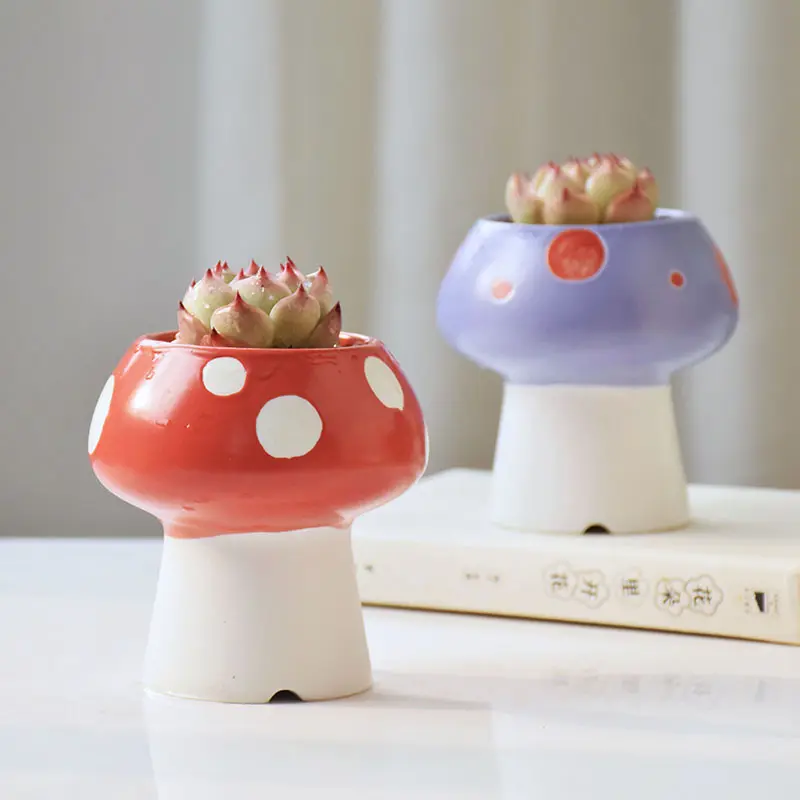 Bloempot Kleine Plant Pot Schattige Paddenstoel Keramische Bloempot Voor Tuin Huisdecoratie