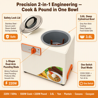 Robot culinaire électrique 2-en-1 Dragon 3.6L pour piler l'igname et cuire le Fufu, modèle automatique KA-6000, pour l'Afrique (vente en gros)