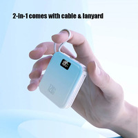 Batterie externe portable 20000 mAh, mini batterie externe à charge rapide avec écran LED, câbles intégrés, batterie externe pour téléphones