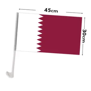 Kualitas Tinggi Kustom 30*45Cm 12*18 Inci 100% Poliester Tahan Angin Bendera Jendela Mobil Qatar untuk Dekorasi Mobil
