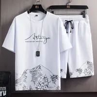 Huayida Streetwear t-shirt imprimé graphique pour hommes, ensemble 2 pièces t-shirt et short personnalisé pour hommes
