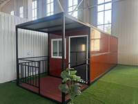 Casa Contenedor Modular Prefabricada Portátil de 20 pies, Edificio de Acero Plegable con Diseño Contemporáneo para Granja, Apartamento o Almacén