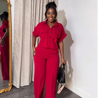 Ensemble décontracté deux pièces pour femme ADYABY : chemise et pantalon large assorti, patchwork, survêtement respirant en mélange de coton