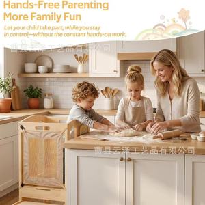 Wooden children's learning tower, home floor-standing <b>kitchen</b> step stool, baby wash stool, solid wood multi-purpose wash stool - Product Image 3