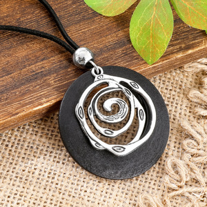 Ethnic Geometric Spiral <b>Necklace</b> And Earring <b>Set</b> Antique <b>Silver</b> Plated Alloy Women's Jewelry Fashion <b>Set</b> - Product Image 2