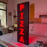 Enseigne lumineuse LED mini verticale pour pizza, à fixer au mur, éclairage rouge, enseigne publicitaire pour magasin