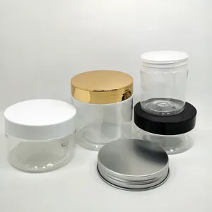 Wholesale 30ml 40ml 50ml 60ml 80ml 100ml 120ml 150ml 200ml 250ml 300ml 500ml 1L Clear cosmetic PET plastic jar with aluminum cap