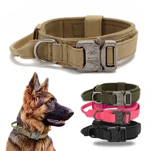 Hoge Kwaliteit Multi-Color Nylon & Katoen Slijtvaste Maatwerk Verstelbare Outdoor Tactische Training Huisdier Hond Halsband