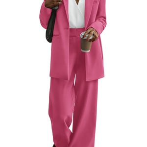 Conjunto de traje informal de negocios de otoño 2024 para mujer, chaqueta de dos piezas con pantalones de pierna ancha y bolsillos - Product Image 6