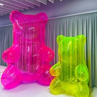 Ours gonflable transparent géant personnalisé en PVC transparent, adorable poupée décorative en forme de ourson gélifié violet pour la décoration