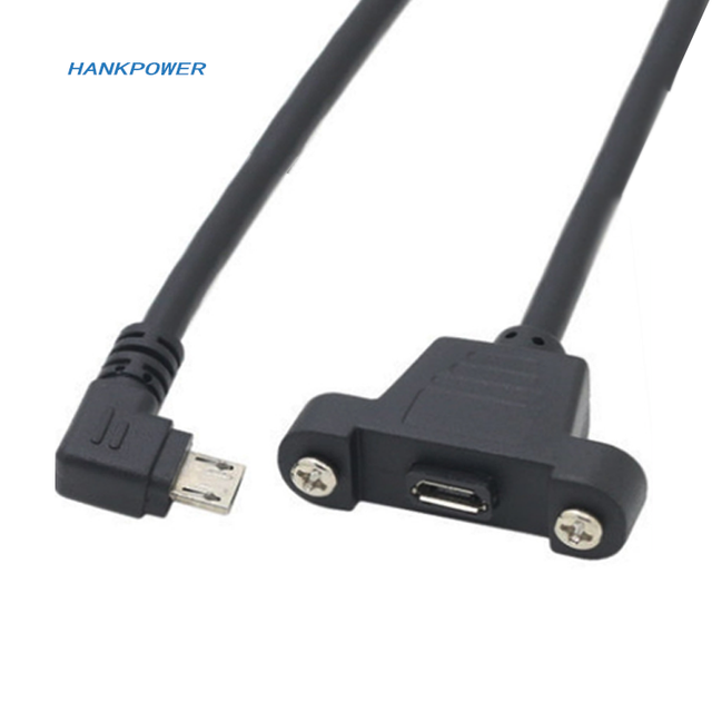 Right Angle Micro USB 5Pin Male to Female Cable Panel Mount Micro USB Extension Adapter Cable