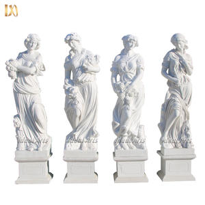 รูปปั้นเทพธิดาสี่ฤดูกาลขนาดเท่าคนจริง ทำจากหินอ่อนแกะสลักด้วยมือ ชุดประติมากรรมหินธรรมชาติสำหรับสวน - Product Image 4