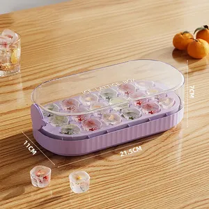 Silver Silicone Ice Moulds with Lid Soft Bottom <b>Square</b> Fruit Ice Molds Tray Kitchen <b>Tools</b> Accessories - Product Image 2
