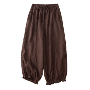 2026 New Summer Wholesale Ruffle Hem Cotton <strong>Linen</strong> Balloon Pants French Chic High Waist Drawstring Loose Lantern <strong>Trousers</strong> <strong>Women</strong> - Product Image 5