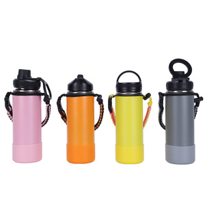 <span class=keywords><strong>Bouteille</strong></span> d'eau d'un demi-gallon 64oz isolée sous vide <span class=keywords><strong>Hydro</strong></span> en acier inoxydable grande fiole cruche avec pochette poignée Paracord couvercles de bec de paille - Product Image 1