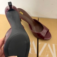 ZA Foreign Trade Nouvelle collection Printemps 2026 Sandales pour femmes noires à bout ouvert, à enfiler, à bride unique, à talons aiguilles et ouvertes à l'arrière