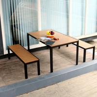 Ensemble de table et de chaises de patio en aluminium moderne avec structure en WPC, imperméable, anti-UV, meubles d'extérieur, jardin, balcon