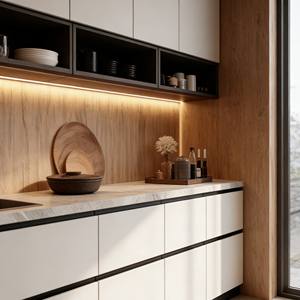 Armoire contemporaine en bois laqué, design BALOM, placard de rangement en contreplaqué pour appartement, meubles de chambre à coucher - Product Image 2