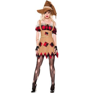 Disfraz de <span class=keywords><strong>Bruja</strong></span> Espantapájaros <span class=keywords><strong>Sexy</strong></span> con Estampado Escocés Rojo para Halloween, Carnaval, Fiesta, Club, Disfraz de Payaso para Juego de Rol - Product Image 3