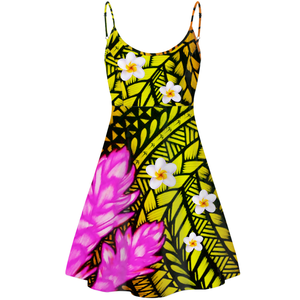 Samoa americana Polinesia tatuajes tribales Plumeria diseño patrón mujeres Sling vestido Sexy mujeres Slip vestidos personalizados Dropshipping - Product Image 1