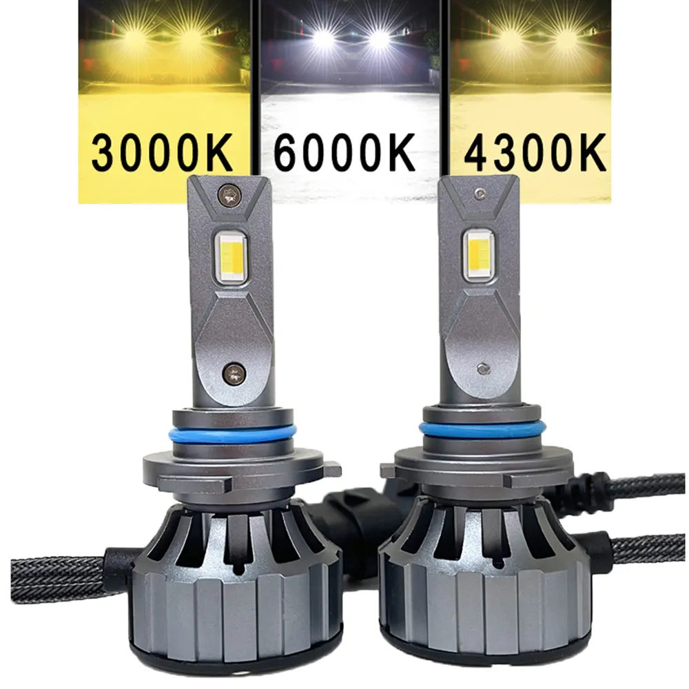 YIDI-bombilla Led para faro delantero de coche, 3 colores, alto brillo, H7,100W, 12000LM, H11, 9006, H4, amarillo dorado, tricolor, 3000K, 4300K, 6500K