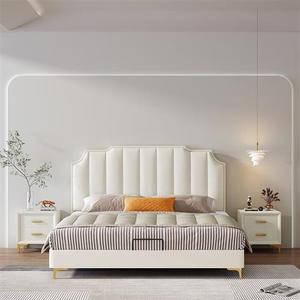 <b>Stain</b> Resistant Performance Fabric Upholstered Channeled Headboards Solid <b>Wood</b> Frame King Queen Size Bed With Optional Storage - Product Image 3
