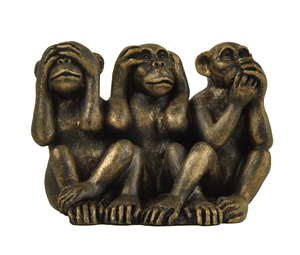 Estatua Duradera de los <span class=keywords><strong>Tres</strong></span> <span class=keywords><strong>Monos</strong></span> <span class=keywords><strong>Sabios</strong></span> de 2.17'' (No oyes, no ves, no hablas mal) Pintada a Mano en Resina para Decoración Navideña del Hogar - Product Image 1