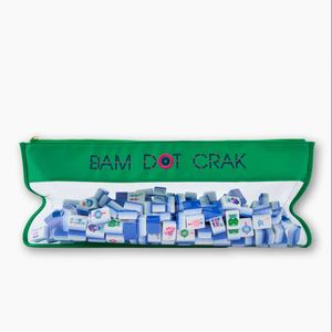 Sac de rangement compact et portable en PVC, résistant à l'eau, avec fermeture éclair multicolore (vert, rouge, noir) pour ensemble de Mahjong américain DIY - Product Image 3