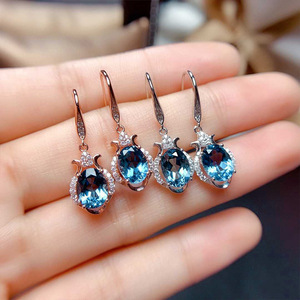 Orecchini Pendenti con Cristallo Blu Zaffiro per Donne, Eleganti Accessori Moda per Uso Quotidiano e Feste - Product Image 1