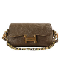 Sac à bandoulière en cuir véritable pour femme, style coréen, avec chaîne, haut de gamme, vintage, polyvalent, petit format carré, fermeture éclair