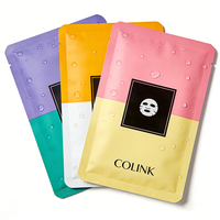 Sachet d'emballage pour masque facial en aluminium dégradé de couleur, avec logo personnalisé, étanche, à trois soudures latérales, pochette cosmétique pour soins de la peau