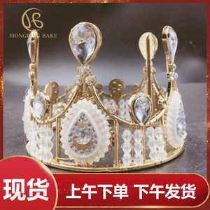 Couronne de gâteau de Noël faite à la main, style princesse, avec perles de cristal, grande taille 14,5 cm, pour la décoration des fêtes - Product Image 5