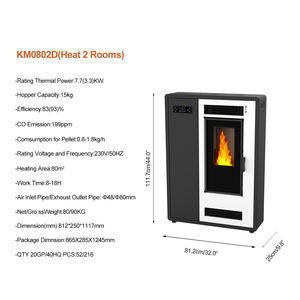 Poêle à granulés <span class=keywords><strong>de</strong></span> <span class=keywords><strong>bois</strong></span> électrique à alimentation automatique, haute efficacité, 7,7 kW, pour chauffage intérieur - Product Image 3