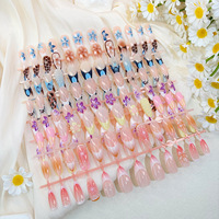 Meilleures ventes transfrontalières : Faux ongles courts en ABS, à couverture complète, avec strass scintillants, couleur unie, en forme de fleur, goutte d'eau ou amande, pur.