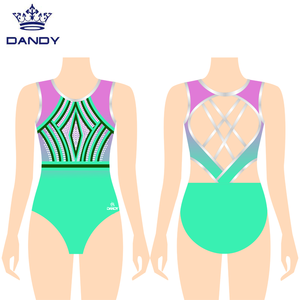 Vêtements de danse pour filles, vente en gros <span class=keywords><strong>pas</strong></span> <span class=keywords><strong>cher</strong></span>, justaucorps de gymnastique en maille et élasthanne à dos croisé - Product Image 6