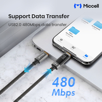 Cables de Carga Rápida para Teléfono Miccell Wholesale de 240 W, Tipo C a C, Cables Trenzados para Teléfono Móvil, Cables de Datos de 480 Mbps para Teléfono y Portátil