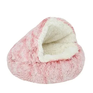 Winter Warme Schelp Half Gesloten Huisdier Nest Zacht Comfort Donzige Kat En Hond Nest Half Ingesloten Klein Dierennest