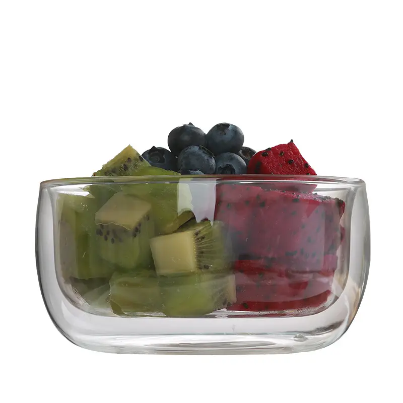 Bol de soupe à salade en verre Borosilicate à Double paroi isolée de 4.5 pouces