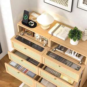 Commode en bois moderne minimaliste, style Wabi-Sabi, meuble de rangement pour salon, maison et maison d'hôtes - Product Image 5