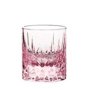 Pink Starry Cut Crystal Glass Household Water Glass Bar High-end Whisky Foreign Wine Beer Red Wine Glass