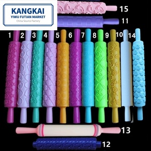 <span class=keywords><strong>Rouleau</strong></span> à pâtisserie à motifs pour gâteaux en fondant, moule d'impression pour pâte à <span class=keywords><strong>sucre</strong></span>, tige cannelée multi-motifs, 15 styles disponibles - Product Image 1