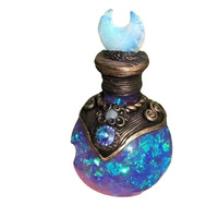 Flacon en verre décoratif en résine cristalline, bleu rose lumineux, pour cosplay, flacon de potion magique, flacon mystique en cristal de lune