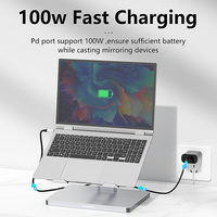 Support d'ordinateur portable pliable 10 en 1 avec hub USB C, station d'accueil multiport Type C, adaptateur Ethernet, lecteur de cartes SD et TF