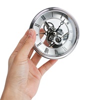 Mouvement d'horloge squelette de 97 mm/3,82 po, inserts d'horloge transparents avec chiffres romains, remplacement de montre miniature ronde à quartz