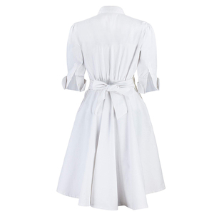 Gaun Seragam Putih Profesional YH, Dapat Disesuaikan dengan Kantong Dada, Model A-Line, untuk Perawat, Gaun Wisuda untuk Wanita, Upacara Medis - Product Image 3