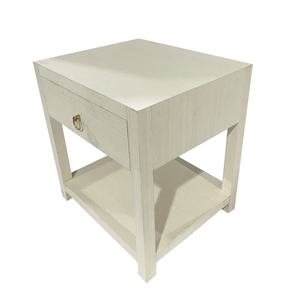 โต๊ะข้างเตียงตกแต่งสไตล์มินิมอล โครงไม้หุ้มผ้าหญ้าสีขาวอินโนวา - Product Image 2