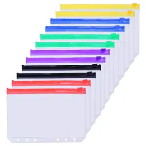 Bolsos encadernadores multicoloridos a5 6 furos, com inserções planejadoras, disponíveis como bolsa de conta para encadernadores de orçamento anel a5 6